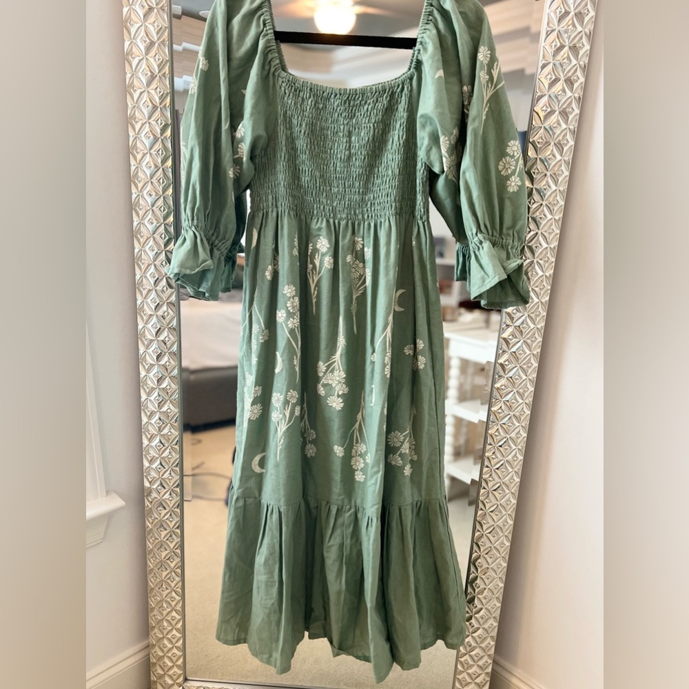 NWT Sister Nettle Sage Green Matricaria linen dress